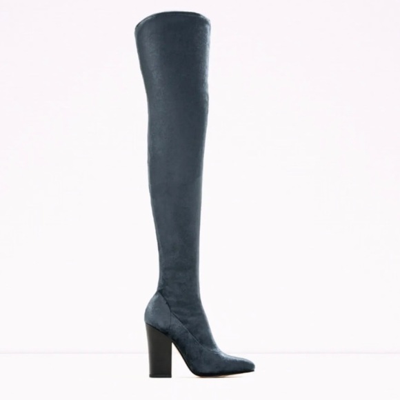 ZARA Over the knee velvet boots. Size 39 / US 8 - Picture 5 of 12